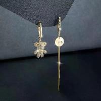 ราคา New asymmetrical bear-shaped earrings, modern unique design, full diamond earrings, ear pendant with tassels for women. (1734535227752941107)