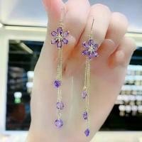 ราคา 【Azzis】 Luxury Crystal Zircon Flower Tassel Drop Earrings for Women Exquisite Shiny Zircon Snowflake Long Earring Wedding Party Jewelry (1735434348919359034)