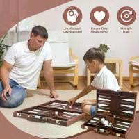 ราคา [COD] Backgammon Set 2 Players Classic Backgammon Sets For Board Game With Premium Leather Portable And Travel Backgammon Set (Brown, 15inch) (1734713254610437826)
