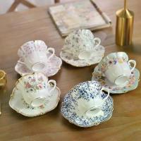 ราคา {DRGYRFTYH} 200ML Ceramic Mug Saucer Retro Afternoon Tea Coffee Cup Saucer Sets Couple Cup Set Home Creative Drinkware Mugs New Home Gift (1735349874840142992)