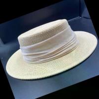 ราคา หมวกโบสเตอร์ หมวกสาน หมวกปีก หมวกแฟชั่น หมวกปีก หมวกแฟชั่นผู้หญิง New Fedoras Summer Women's Boater Beach Hat Wide Side Female Casual Panama Hat Lady Classic Flat Bowknot Straw Sun Hat Women (17349750