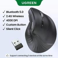 ราคา [จัดส่งทันที] UGREEN Bluetooth Vertical Ergonomic Wireless Mouse 2.4G 4000DPI Health Mouse Wireless Vertical Mouse Silent for Laptop PC Windows Mac OS Model:25444 (1735477015819813901)