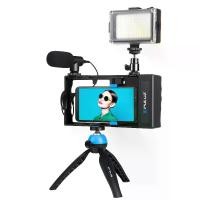 ราคา PULUZ 4 in 1 Bluetooth Handheld Vlogging Live Broadcast LED Selfie Light Smartphone Video Rig Kits with Microphone + Tripod Mount + Cold Shoe Tripod Head for iPhone, Galaxy, Huaw (1729633960236845917)