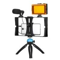 ราคา PULUZ 4 in 1 Vlogging Live Broadcast LED Selfie Light Smartphone Video Rig Kits with Microphone + Tripod Mount + Cold Shoe Tripod Head for iPhone, Galaxy, Huawei, Xiaomi, HTC, LG (1729616605237054301)