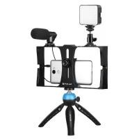 ราคา PULUZ 4 in 1 Vlogging Live Broadcast LED Selfie Fill Light Smartphone Video Rig Kits with Microphone + Tripod Mount + Cold Shoe Tripod Head for iPhone, Galaxy, Huawei, Xiaomi, HT (1729623193153735517)