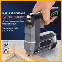 ราคา {UTUE} Electric Nail Gun Lithium Battery Wireless Nail Gun Furniture Staple Gun for Frame Staple Woodworking DIY Upholstery (1735033288328906264)