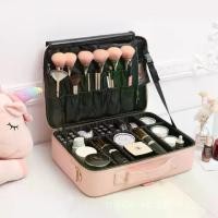 ราคา Portable Large Capacity Pink Leather Makeup Bag Multifunctional Simple Fashion Portable Nail Art Tattoo Eyelash Tool Box tong makeup (1733288048369305492)