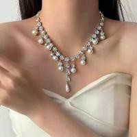 ราคา 【16-CES】 Fashion Rhinestone Pearl Tassel Choker Necklace for Women Trend Chains Collares On The Neck Chokers Female Party Accessories (1735006167212656133)