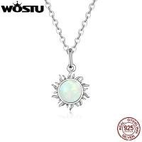 ราคา WOSTU Korean Necklace Opal Zircon And 925 Sterling Silver Sun Sunny Long Chain Women Necklace Silver Jewelry CQN399 (1734846591528830593)