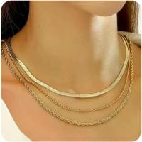 ราคา wgoud Gold Necklace for Women Waterproof,14K Real Gold Plated Herringbone Choker Necklace for Women Trendy, Dainty Gold Chain Necklaces Stack,Simple Layered Gold Necklaces for Women Jewelry Gifts (173