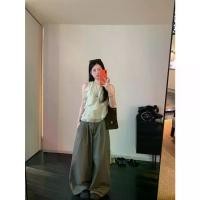 ราคา 2026 New French Style Multi-layered Ruffle Off-Shoulder Shirt Polka Dot Top for Women Spring/Summer Loose Pleated Wide-Leg Pants Two-Piece Set (1735071205680645545)
