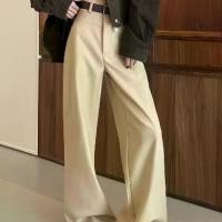 ราคา Khaki Wide-Leg Pants for Women, Spring and Autumn High-Waisted Draped Slim Fit Suit Pants, Casual Straight-Leg Pants (1733473072815703234)