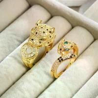 ราคา 18K gold ring, new electroplated style, European and American style, leopard head with zircon diamond, gold swallow ring, luxurious handcrafted jewelry. (1733933459439584809)