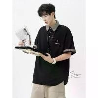 ราคา 2026V37 Fake Two-Piece Plaid Turn-Down Collar Polo Shirt Short Sleeve T-Shirt for Men, Spring American Style, High-End, Stylish, Loose Fit, Sporty Top (1734603477220885881)