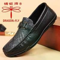 ราคา Dragonfly brand men's casual genuine soft leather loafers, breathable slip-on shoes for young men, soft leather, soft sole driving shoes (1734559331697788922)