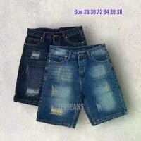 ราคา JEANSEXPRESS Shorts Jeans กางเกงยีนส์ขาสั้นชาย ทรงเหนือเข่า แต่งขาดเซอร์ มี2 สี เป้าซิป Size 28-38 รับชำระปลายทาง (1733970282237298430)