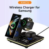 ราคา ไฟและที่ชาร์จไร้สายแบบพับได้ นาฬิกาปลุกพร้อมไฟ LED สถานีชาร์จสำหรับ Samsung S24/S23, Galaxy Watch 2/7/Active/1/2 และ Buds Pro (1735042265383273696)