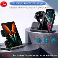 ราคา แท่นชาร์จไร้สาย, 3 in 1, สำหรับ Samsung S24, S23, S22, S21 Ultra, พับ 4 Note Galaxy Watch 5, 4 Active Buds, สถานีชาร์จเร็ว 15W ชาร์จ เร็ว สีดำ (1735061111251895814)