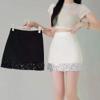 ราคา A-line ซ่อนหน้าท้อง ดีไซน์แผงกลิตเตอร์ เป็นประกาย และสะดุดตา เอวสูง ทรงตัวยาว ขา ยาวขึ้น ดีไซน์ต่อต้านการแอบดู เป็นจริง และรอบคอบกระโปรงอัดพลีทสั้น กระโปรง ไซร์ ใหญ่ (1732088599869688722)