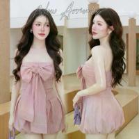 ราคา KT 1271 Set (2)เสื้อ+กระโปรง ชุดเซตเกาะอกสีชมพู (1735139531153704580)