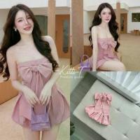 ราคา Set (2)เสื้อ+กระโปรง ชุดเซตเกาะอกสีชมพู (สไตล์หวานซ่อนเปรี้ยว) (1735136918407120273)