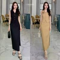 ราคา ชุดทำงานสีดำ ชุดใส่ได้หลายโอกาส ชุดเซ็ท 2 ชิ้น เสื้อ+กระโปรง Cherish (1734912542474602081)