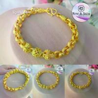 ราคา ข้อมือสร้อยข้อมือทองเหมือนแท้ 1บาท ลายทาโร่ประดับลาย ข้อมือทองเคลือบแก้ว ชุบทอง สวยเหมือนทองแท้ Rose&Shine หนัก1บาท กำไล ทองปลอมเหมือนแท้ (1734473912572217279)