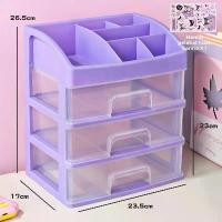 ราคา โต๊ะเครื่องแป้งสไตล์เกาหลี กล่องเครื่องสำอางพร้อมลิ้นชักหลายชั้น วัสดุพลาสติกใส สำหรับจัดเก็บเครื่องสำอาง พร้อมชั้นวางอุปกรณ์และลิ้นชักขนาดเล็ก กล่องใส่เครื่องประดับสำหรับต่างหู แหวน กำไล และของขวัญ (
