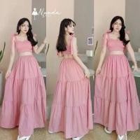 ราคา Set2ชิ้น เสื้อผูกไหล่+กระโปรง (รุ่น จอย) (1731907218374100285)