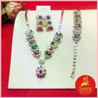 ราคา ชุดเครื่องประดับพลอยนพเก้า สร้อยคอ ข้อมือ ต่างหู สีโรเดียม ใส่เสริมโชคลาภ ใส่ออกงานได้ พร้อมส่ง จัดส่งที่รวดเร็ว (1735408650819110082)