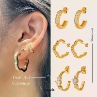 ราคา URPALS ต่างหูสายฝอ ต่างหูStainless ชุบทอง 18K ฝังเพชร CZ เกรด AAA ไม่ลอกไม่ดำ แพ้ง่ายใส่ได้ (1734592570963035705)