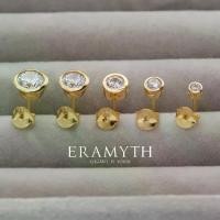 ราคา ต่างหูหอยทอง/กะทิEramyth Jewelry ต่างหู ปักก้าน เงินแท้ 92.5 ชุบทอง งานฝังหุ้มเพชรสวิส CZ เม็ดเดียว (1734813114826393466)