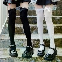 ราคา ถุงเท้า/ถุงน่องสูงถึงเข่าแบบไม่โปร่ง พร้อมโบว์ เนื้อนุ่ม สีดำและสีขาว สไตล์เซ็กซี่ เหมาะสำหรับผู้หญิงและเด็กผู้หญิง ถุงน่องยาวเกินเข่า (1735242801313711459)
