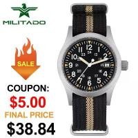 ราคา นาฬิกากองทัพบก, Militado ML05, 38 มม., การเคลื่อนไหวควอทซ์ Ronda 515, คริสตัลแซฟไฟร์บังหน้า, กันน้ำ 100M, ส่องสว่างสุด, นาฬิกา (1732187905832421458)