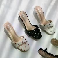 ราคา YOURSHOES N45 / รองเท้าส้นสูง 1นิ้ว รองเท้าลายจุด รองเท้าPolkadot (1735136561794417829)