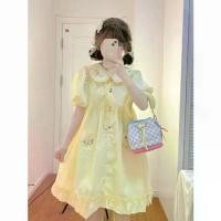 ราคา มินิเดรสน่ารักๆ เดรส ทรงหลวม สำหรับผู้หญิง สไตล์หวานและน่ารัก ปกตุ๊กตา แขนพอง ปักลายการ์ตูน เหมาะสำหรับคลุมเนื้อและเล็ก (1734229006582711435)