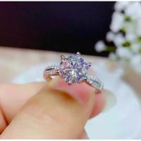 ราคา COD- ✫แหวน Zirconia สเตอริโอ 2 กะรัต, แหวนเพชรคลาสสิก PT950 ชุบ☉ (1735324623516501059)