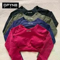 ราคา เสื้อครอปคอกลมสำหรับผู้หญิงยอดนิยมของ DFYNE โชว์เอว ด้านหลังเป็นแบบเว้า แขนยาว เหมาะสำหรับเล่นกีฬา โยคะ และฟิตเนส (1734930633033483382)