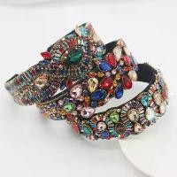 ราคา European and American style Baroque vintage luxurious and beautiful headband with colorful rhinestones and gemstones, personalized hair accessory for prom and runway shows (1735359116399969633)