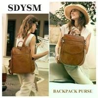 ราคา SDYSM Women's Convertible Backpack Purse - Elegant PU Leather Handbag & /Travel Bag with Tassel Detail, Soft Zipper Closure, Deep Brown/, Practical Pockets for, Casual Use - Mult (1733488602359629059)