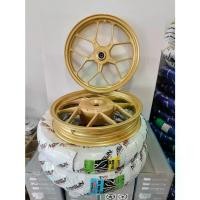 ราคา Mag Wheels Click110, Click-I, Click110I, Y55 Mag Wheels (Claw Pattern), Old Click, Click110I, Matte Gold Color, 14 Inch Rims, with Ball Bearings in the Wheel Axle, Sold in Pairs (1735355629006128922)