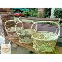 ราคา บ้านโคกพร้าว-ตะกร้าหวาย ตะกร้าสาน ตะกร้าทำบุญ ลายไทย ทรงรี ขนาด M:11x14x8 นิ้ว (ใบกลาง) Handmade Basket ตะกร้า ใส่ของ (1729587770389007311)