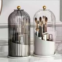 ราคา Makeup Brush Holder Organizer 360 ° Toothbrush storage rack,Beauty Brushes Storage, Makeup Brush Holder with Lid, Waterproof Dustproof Beauty Brushes Storage for Vanity (Grey-White) (17348166696909876