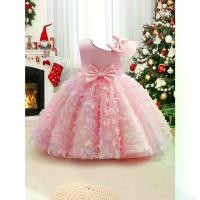 ราคา Girls' Elegant Pink Tutu Dress with Butterfly Pattern & Bow Detail - Non-Stretch Fabric, Knee-Length Princess Party Dress for All Seasons, Perfect for Birthdays & Special Occasio (1733570335235016548)