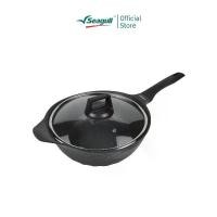 ราคา Seagull กระทะทรงลึกเคลือบลายหินอ่อน เอ็มเพอเรอร์ 28 ซม. พร้อมฝาแก้ว Emperor Marble Deep Fry Pan with Glass Li (1734877709747979718)