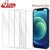 ราคา กระจกกันรอย 4 ชิ้นสำหรับ iPhone 16 Pro ฟิล์มกันรอยหน้าจอ HD Tempered Glass (1734807789533168656)