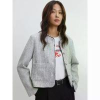 ราคา [Pomelo] Tweed jacket with trim, no collar / Tweed Collarless Jacket (1735509630954145729)