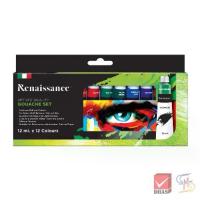 ราคา [จัดส่งทันที] Renaissance Gouache Paint, Gouache Paint Set, 12 Ml. 12 Colors, 1 Box (1734510830227982070)