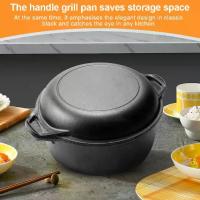 ราคา 2 in 1 Iron Dutch Oven with Skillet Lid Dutch Oven Pot Skillet Cookware Pan Set for Bread Frying Baking (1735196860286076436)