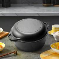 ราคา 2 in 1 Iron Dutch Oven with Skillet Lid Dutch Oven Pot Skillet Cookware Pan Set for Bread Frying Baking Camping BBQ (1735097533475292619)